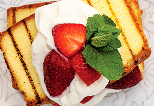 Grilled strawberry shortcake with whipped ricotta