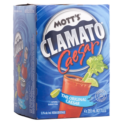 MyNSLC Mott's Clamato Vodka Caesar Premixed Cocktail 4 Bottle Pack