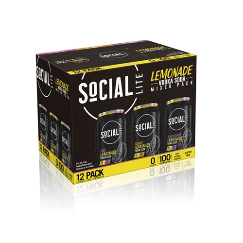 Social Lite Lemonade Vodka Soda Mixer 12 Can Pack