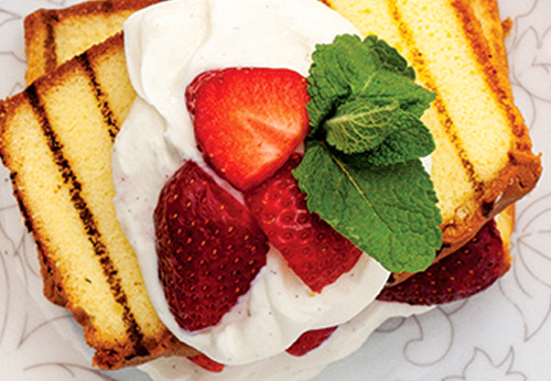 Grilled strawberry shortcake and whipped ricotta