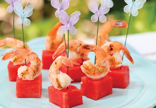 Summery shrimp skewers