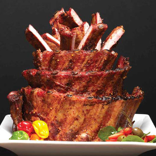 A cake made entirely out of barbecue pork ribs