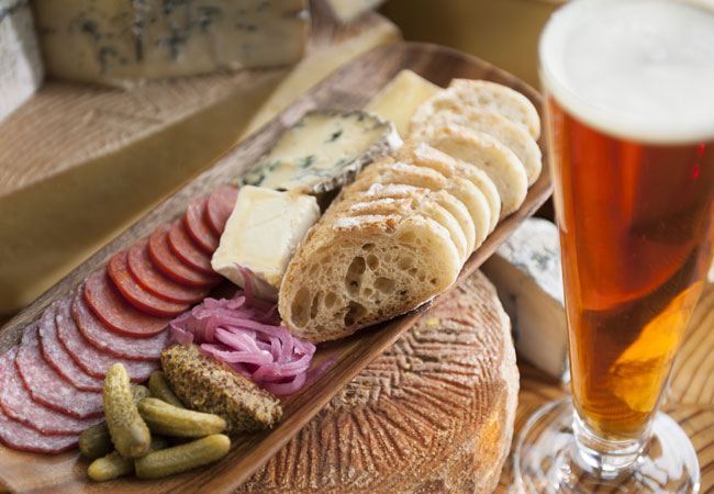 Beer and charcuterie board