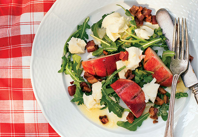 Grilled Peach and Pancetta Salad