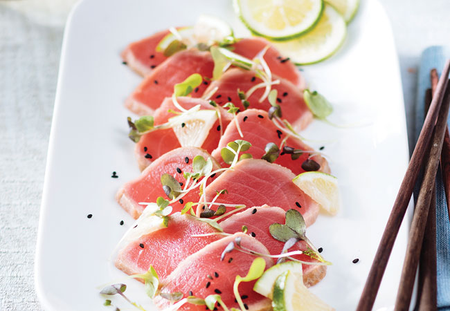Thinly sliced tuna