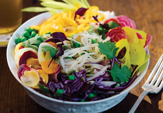 A bowl filled with colourful vegetables