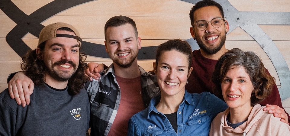 A group photo of the Lake City Cider Team. 