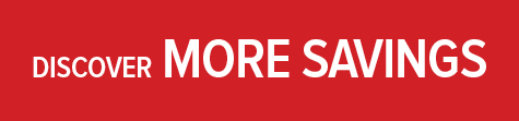 Discover more savings, on top of a bright red background