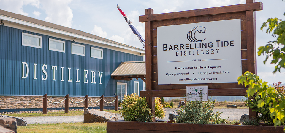 Image of the exterior of Barrelling Tide Distillery.
