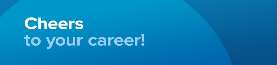 Two tone blue background with white text that reads 