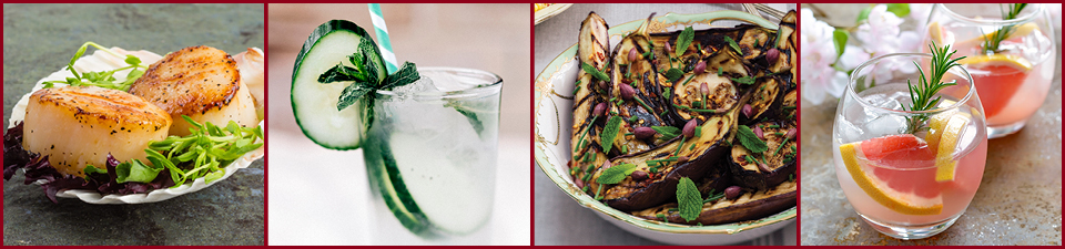 Close up images of four featured recipes