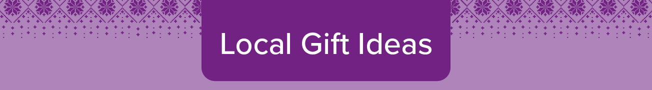 Local Gift Ideas at the NSLC on an ugly Christmas sweater background.