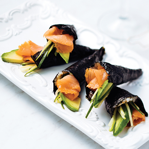 MyNSLC Spicy smoked salmon hand rolls easier than sushi and even tastier