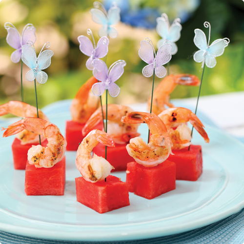 Summery shrimp skewers
